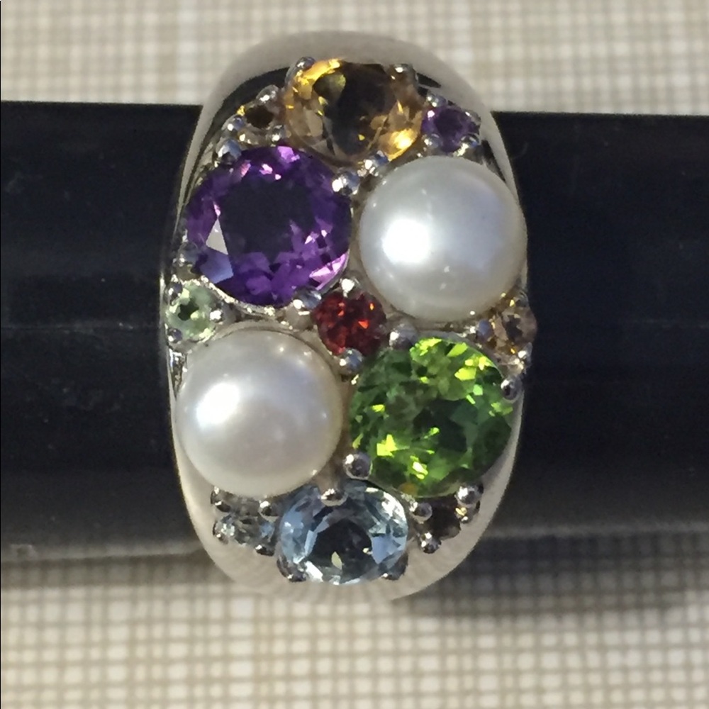 QVC  Amazing multicolor gemstone Sterling silver BAND - Picture 4 of 8